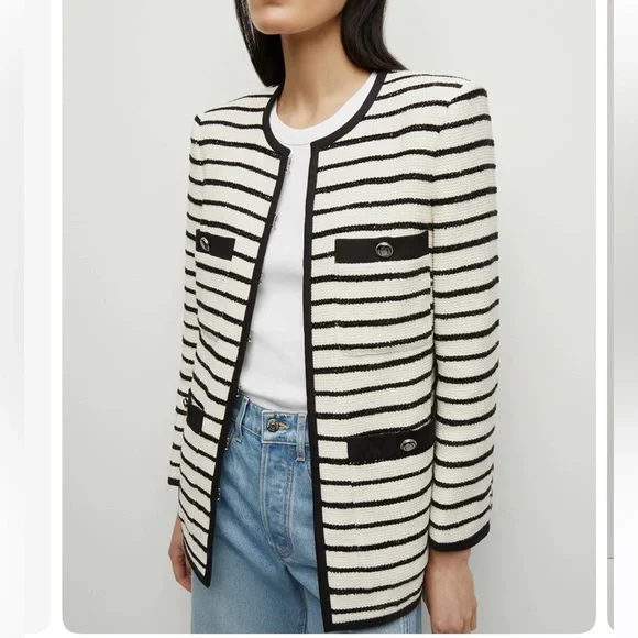 Veronica Beard Black and White Striped Jacket - Picture 2 of 3